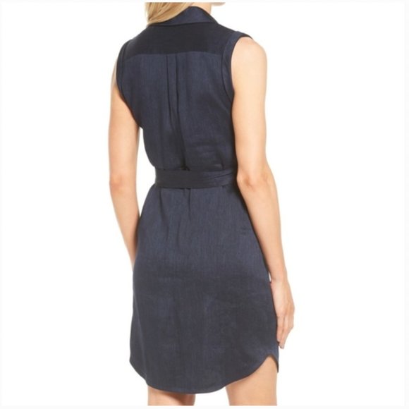 Classiques Entier Faux Wrap Linen Blend Dress - Size 8 - Picture 2 of 8